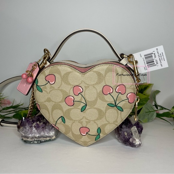 Coach Set Heart Cherry Print Heart Shaped Crossbody Butterfly Cluster Charm - Picture 6 of 14
